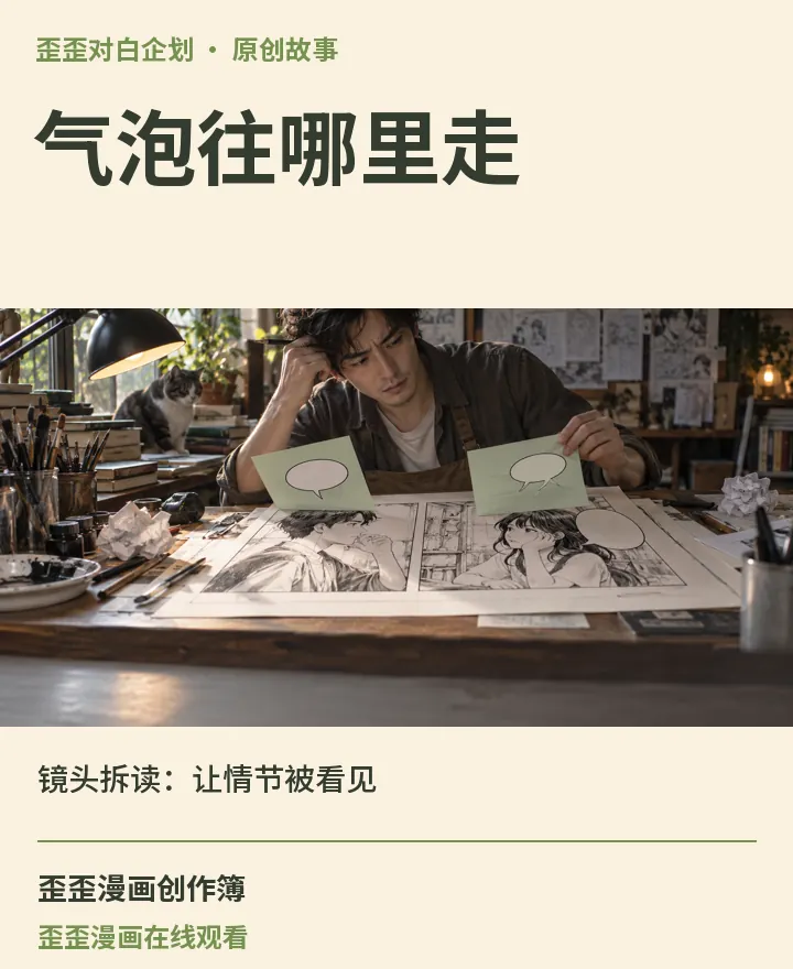 歪歪漫画在线观看相关原创故事《气泡往哪里走》镜头拆读：让情节被看见封面：歪歪对白企划场景与中文标题
